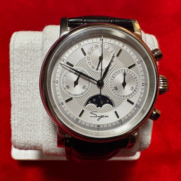 Sugess Mechanical Chronograph – ST1908 Swan Neck Moonphase Vintage Leather